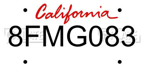 8FMG083 California License Plate