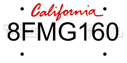 8FMG160 California License Plate