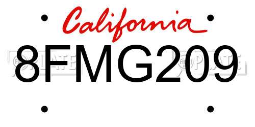 8FMG209 California License Plate