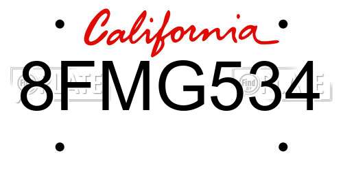 8FMG534 California License Plate