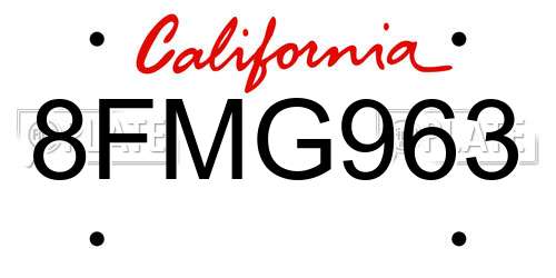 8FMG963 California License Plate