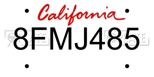 8FMJ485 California License Plate