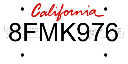 8FMK976 California License Plate