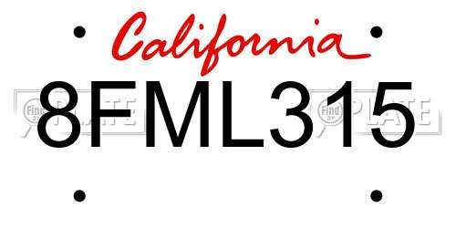 8FML315 California License Plate