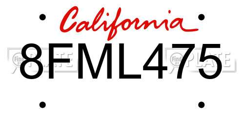 8FML475 California License Plate