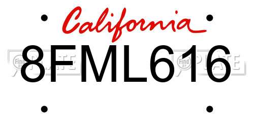 8FML616 California License Plate