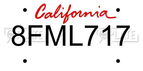 8FML717 California License Plate