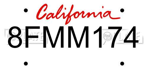 8FMM174 California License Plate
