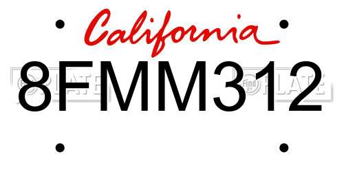 8FMM312 California License Plate