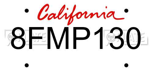 8FMP130 California License Plate