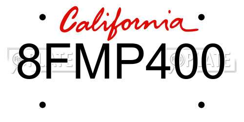 8FMP400 California License Plate