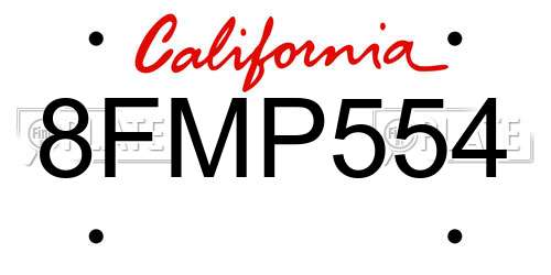 8FMP554 California License Plate