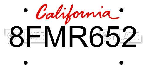 8FMR652 California License Plate