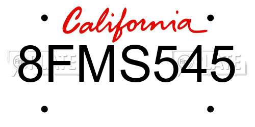 8FMS545 California License Plate