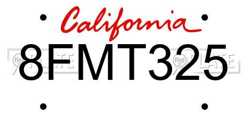 8FMT325 California License Plate