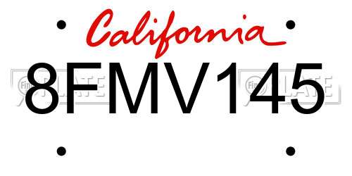 8FMV145 California License Plate