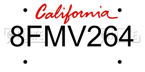8FMV264 California License Plate
