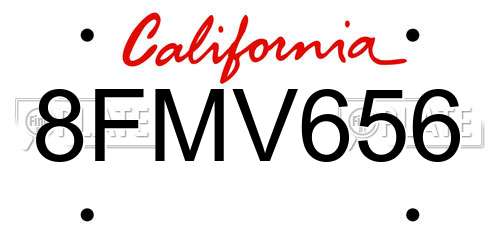 8FMV656 California License Plate