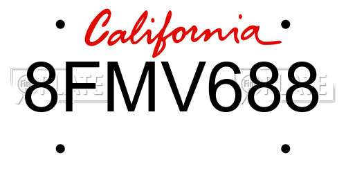8FMV688 California License Plate
