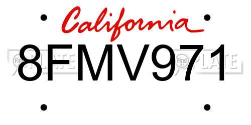 8FMV971 California License Plate