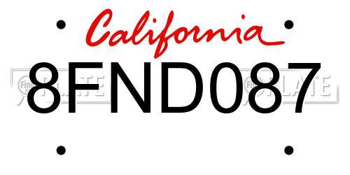 8FND087 California License Plate