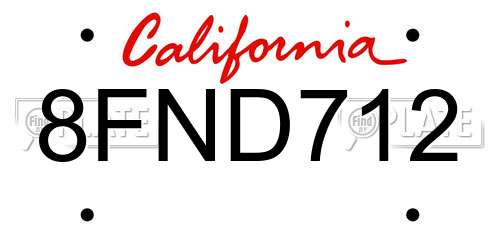 8FND712 California License Plate