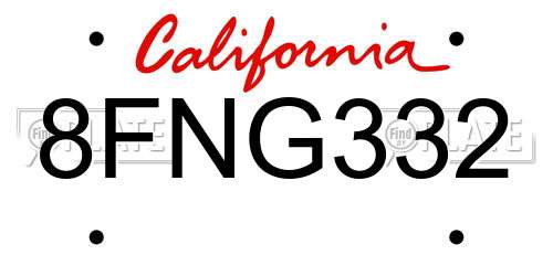 8FNG332 California License Plate