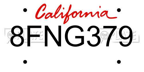 8FNG379 California License Plate