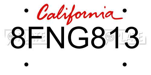 8FNG813 California License Plate