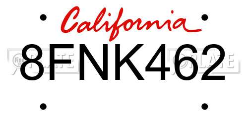 8FNK462 California License Plate