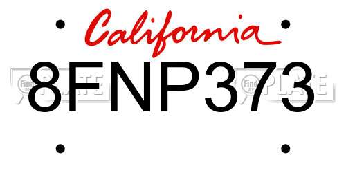 8FNP373 California License Plate