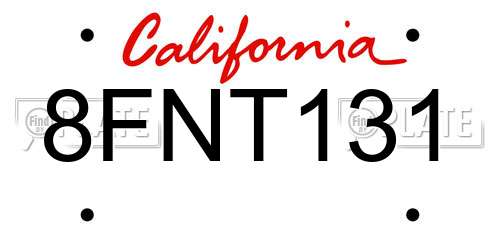 8FNT131 California License Plate