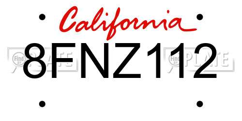 8FNZ112 California License Plate