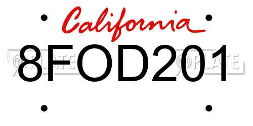 8FOD201 California License Plate