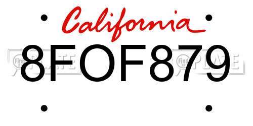 8FOF879 California License Plate