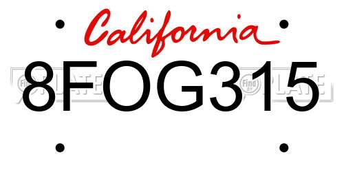 8FOG315 California License Plate