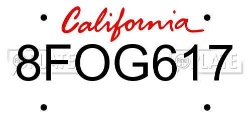 8FOG617 California License Plate