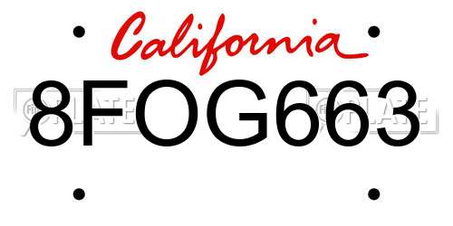 8FOG663 California License Plate