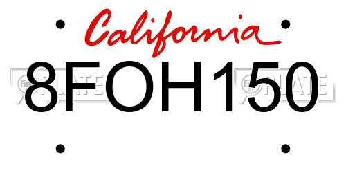 8FOH150 California License Plate