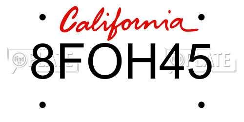 8FOH45 California License Plate
