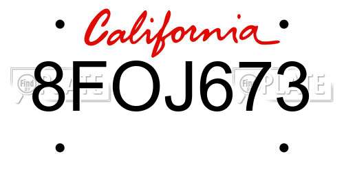 8FOJ673 California License Plate