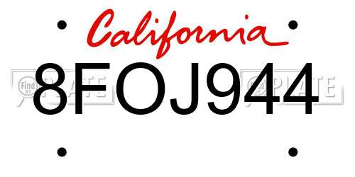 8FOJ944 California License Plate