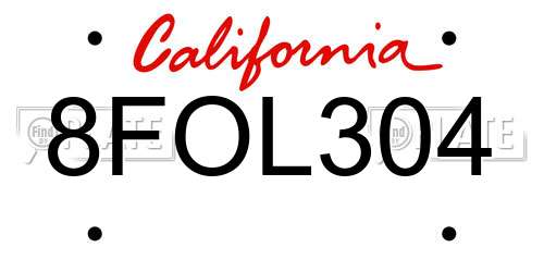 8FOL304 California License Plate