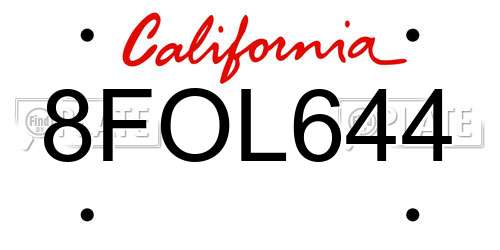 8FOL644 California License Plate