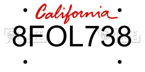 8FOL738 California License Plate