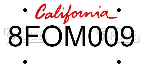 8FOM009 California License Plate