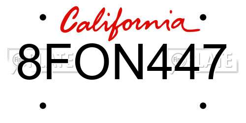8FON447 California License Plate