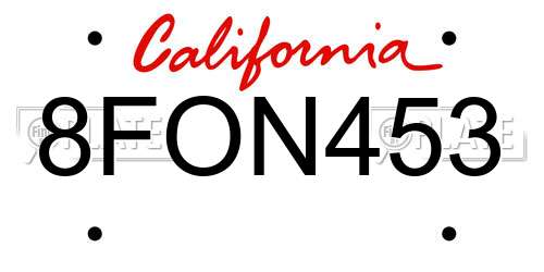 8FON453 California License Plate