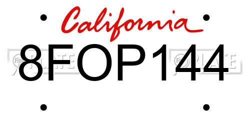 8FOP144 California License Plate