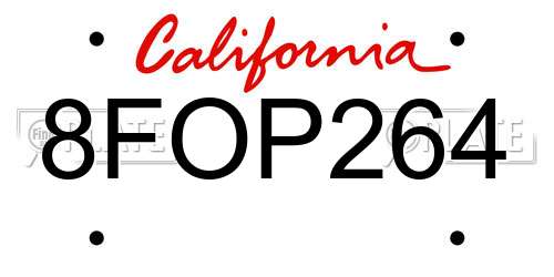 8FOP264 California License Plate